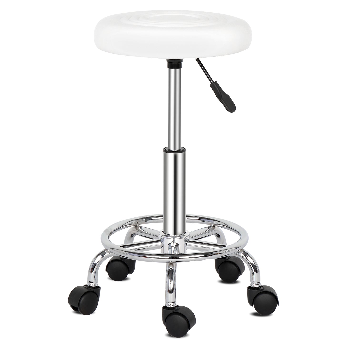 Round Stool with Lines Rotation Bar Stool White