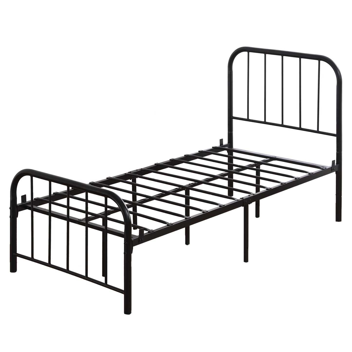 SALE - Single Layer Round Tube Arc Frame Vertical Strip with Bed Foot 3ft Iron Bed - Black