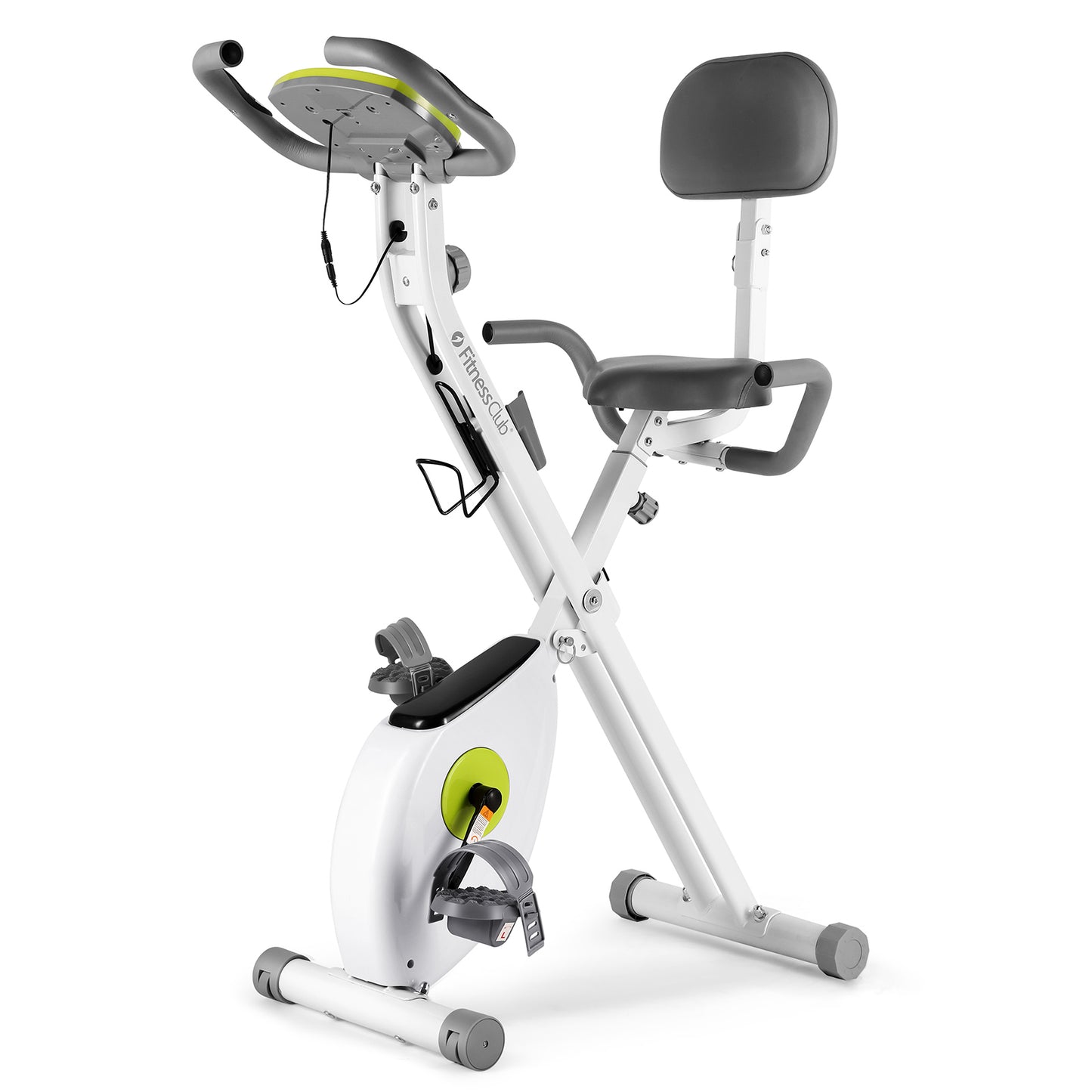 FitnessClub Exercise Bike with Resistance Bands, LCD Monitor and Side Hand Grips