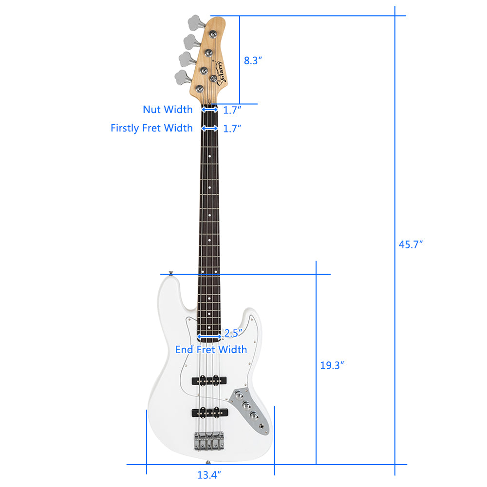Glarry Electric GJazz Bass Guitar Cord Wrench Tool White