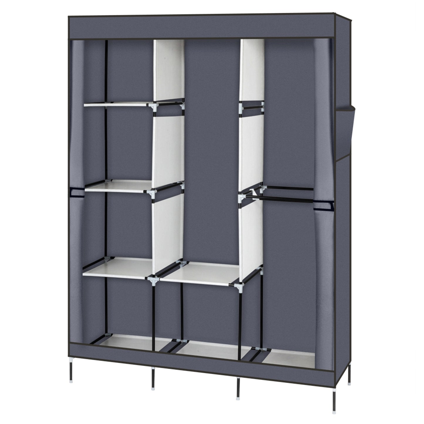 71" Portable Closet Wardrobe Clothes Rack Storage Organizer with Shelf Gray