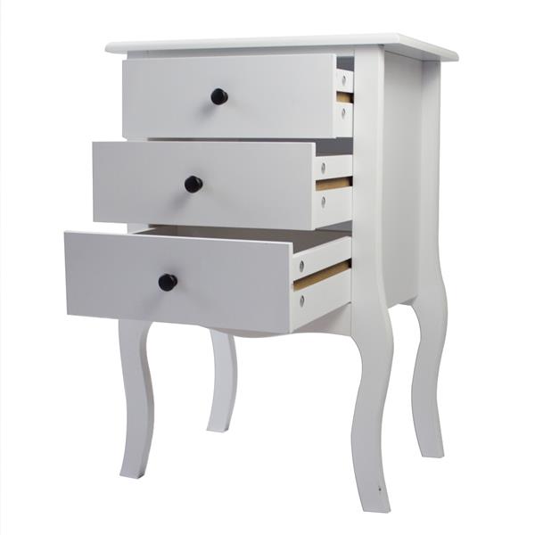 European Bedside Table-Three Pumps - White