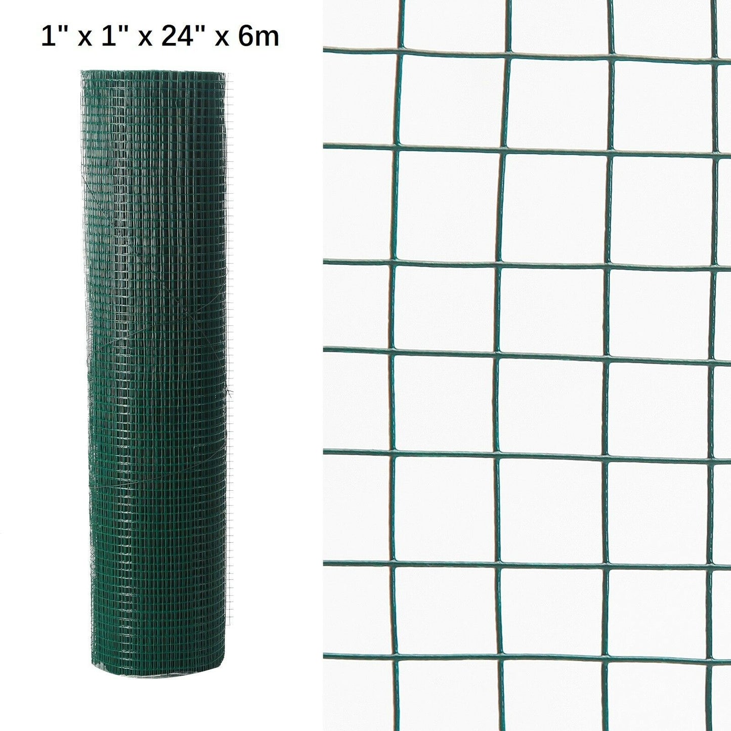 Green PVC Coated Chicken Wire Mesh 6M Fencing Garden Barrier Metal Fence