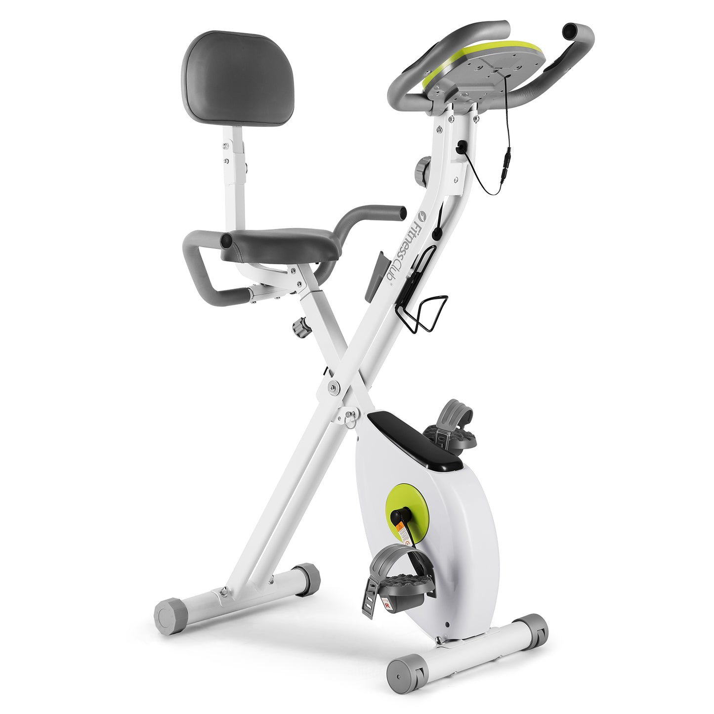 FitnessClub Exercise Bike with Resistance Bands, LCD Monitor and Side Hand Grips