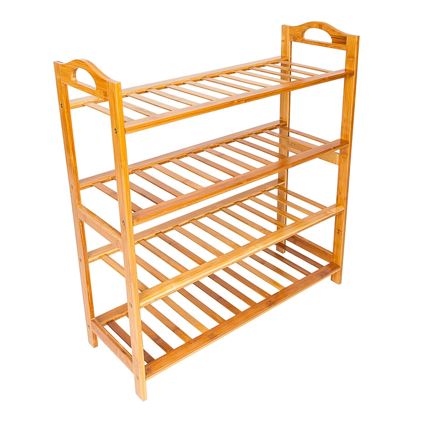 Concise 12-Batten 4 Tiers Bamboo Shoe Rack Wood Color