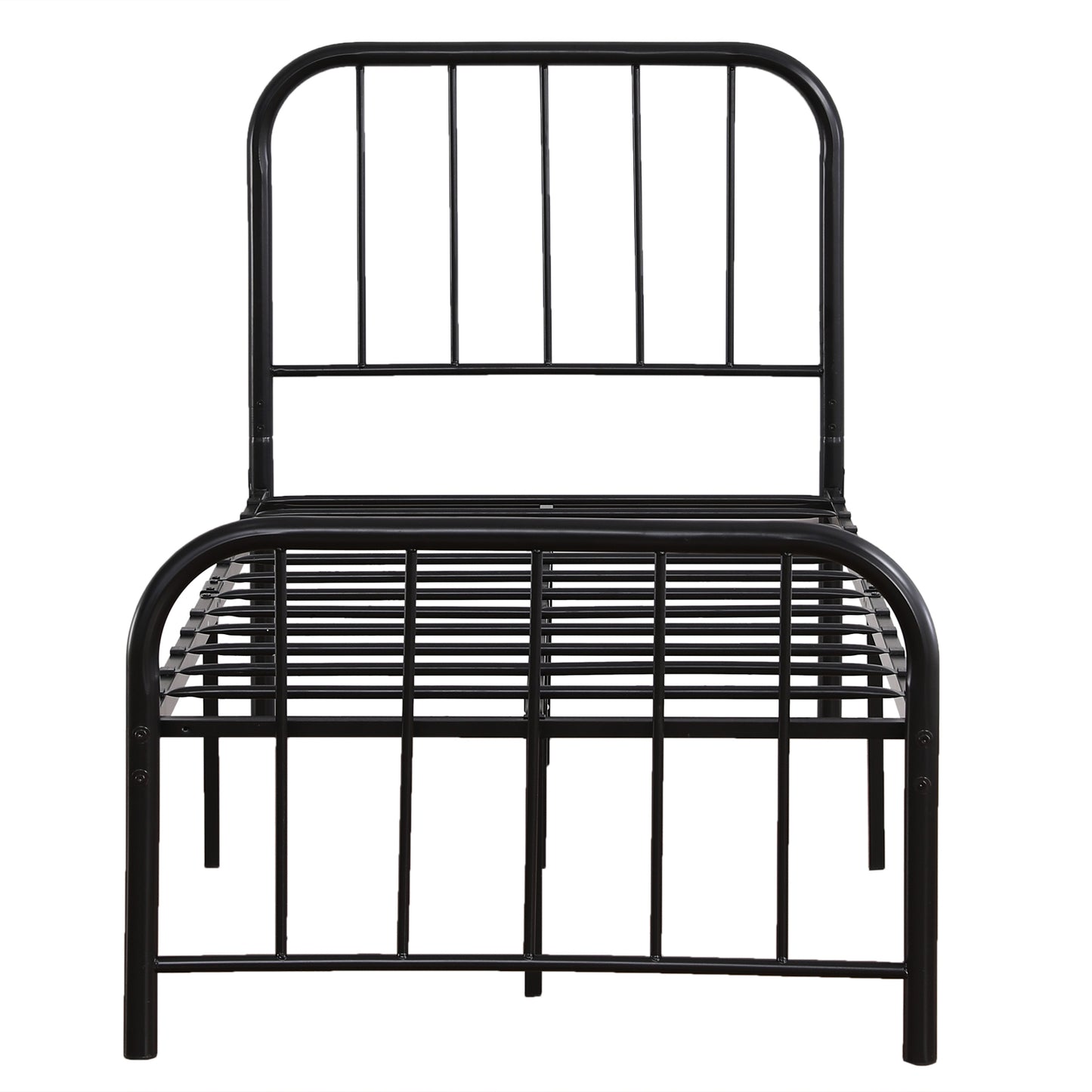 SALE - Single Layer Round Tube Arc Frame Vertical Strip with Bed Foot 3ft Iron Bed - Black