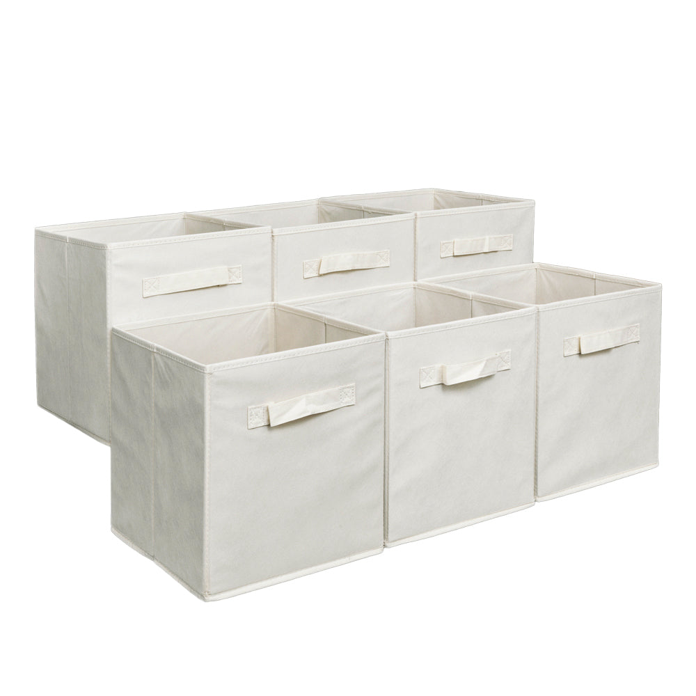 6pcs High Quality Non-woven Fabrics Storage Boxes Beige