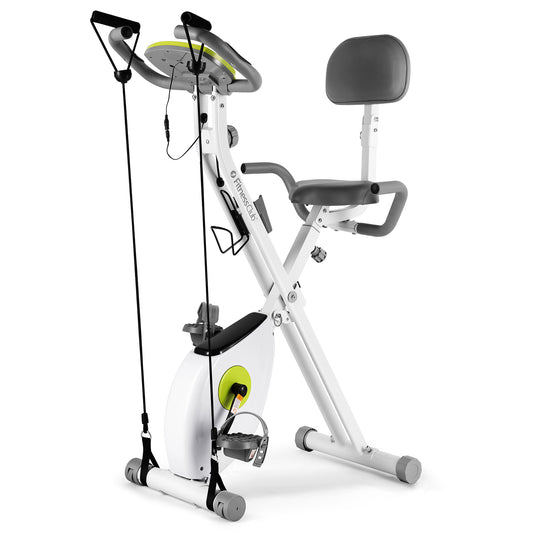 FitnessClub Exercise Bike with Resistance Bands, LCD Monitor and Side Hand Grips