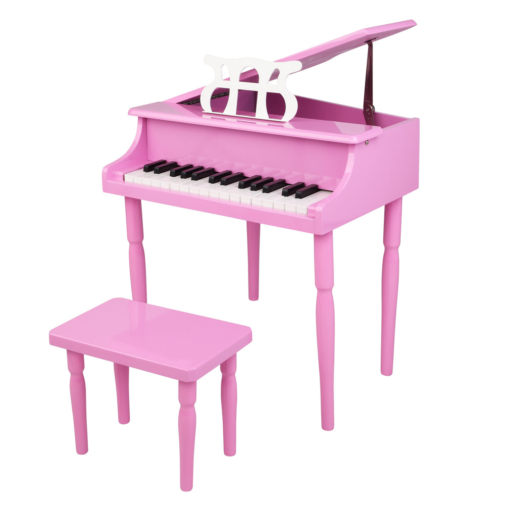 Wooden Toys 30-key Children's Wooden Piano with Music Stand, Mechanical Sound - Pink - LiamsBargains.co.uk