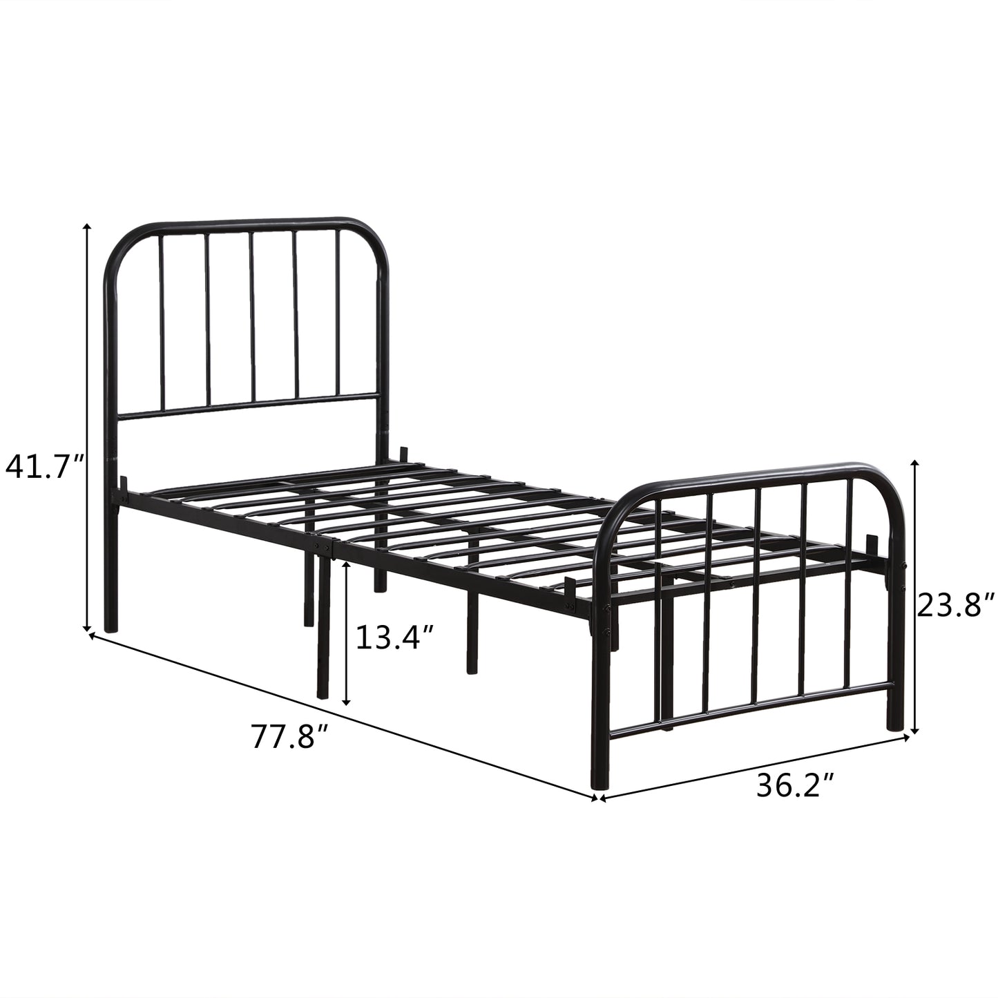 SALE - Single Layer Round Tube Arc Frame Vertical Strip with Bed Foot 3ft Iron Bed - Black