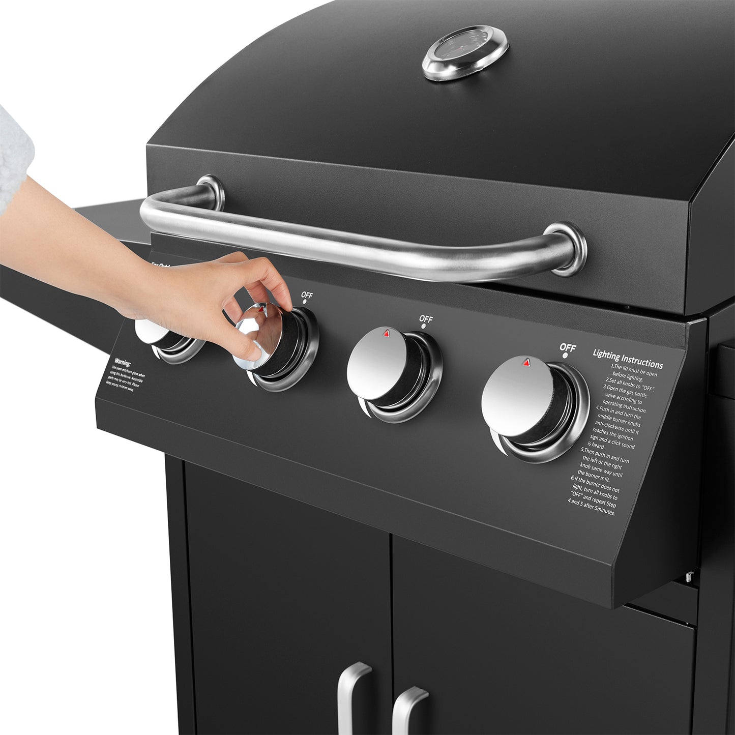 The 4 + 1 gas BBQ grill features 4 stainless steel burners and an side burner  - Black