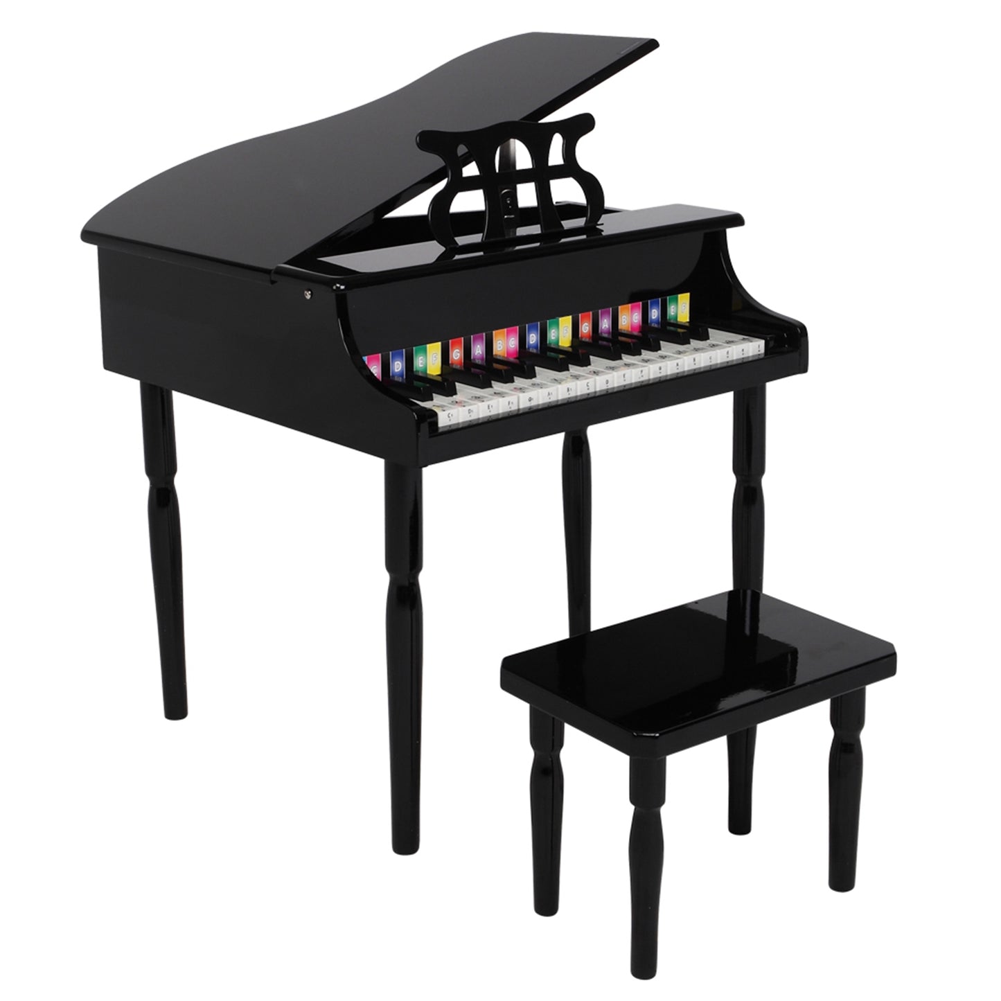 Wooden Toys 30-key Children's Wooden Piano with Music Stand, Mechanical Sound - Black - LiamsBargains.co.uk