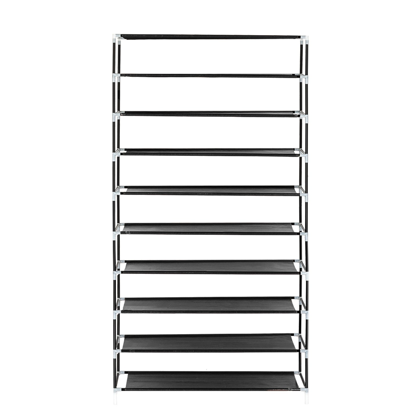 10 Tiers Shoe Rack with Dustproof Cover Closet Shoe Storage Cabinet Organizer - Black