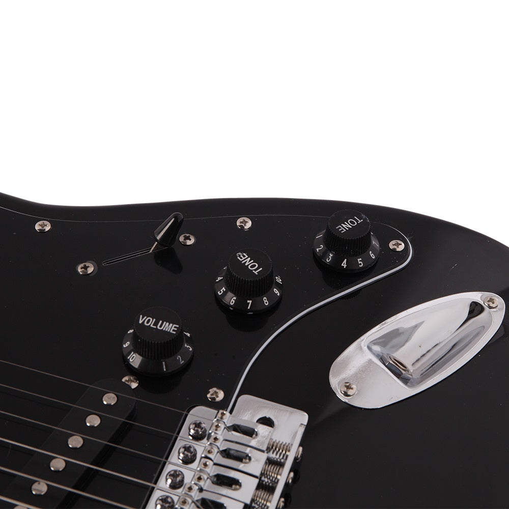 Glarry GST Stylish Electric Guitar with Black Pickguard Black in Colour- Full Kit