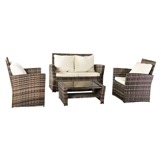 Oshion Outdoor Rattan Sofa Combination Four-piece Package-Grey (Combination Total 2 Boxes)