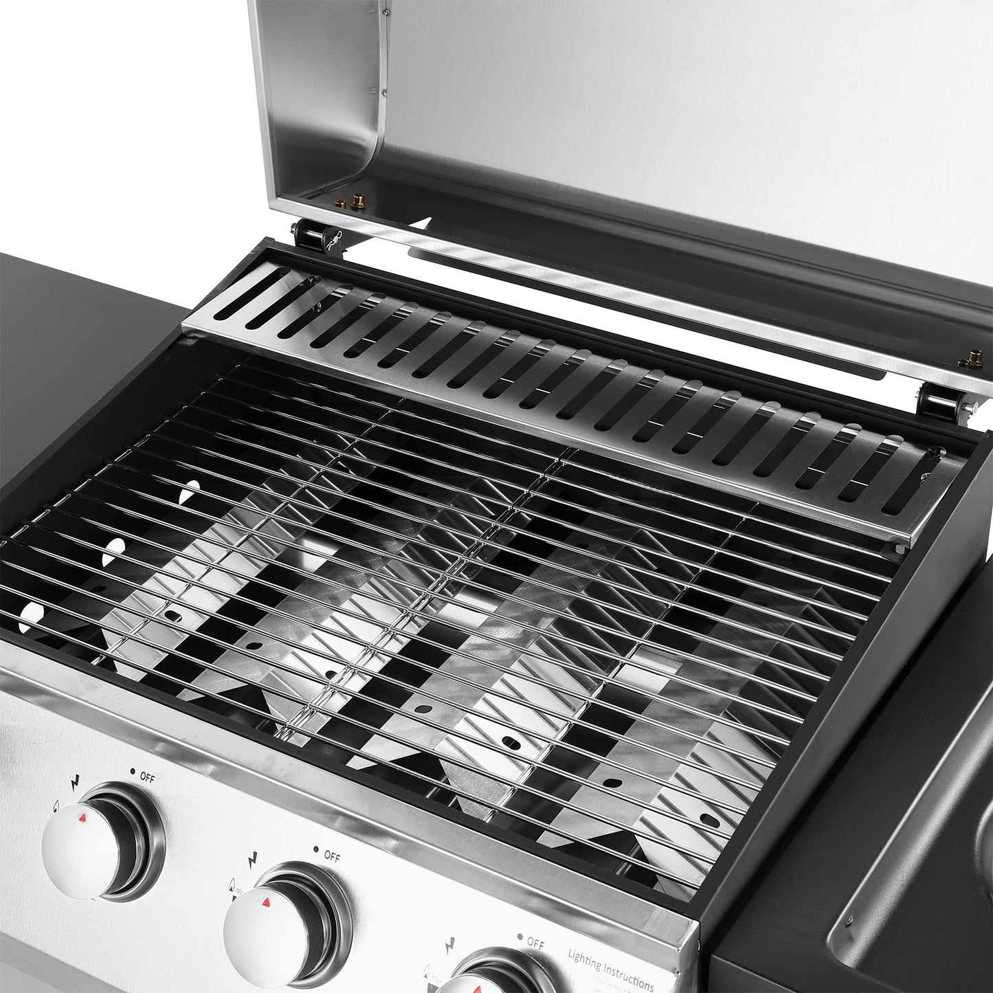 The 4 + 1 gas BBQ grill features 4 stainless steel burners and an side burner  - Silver